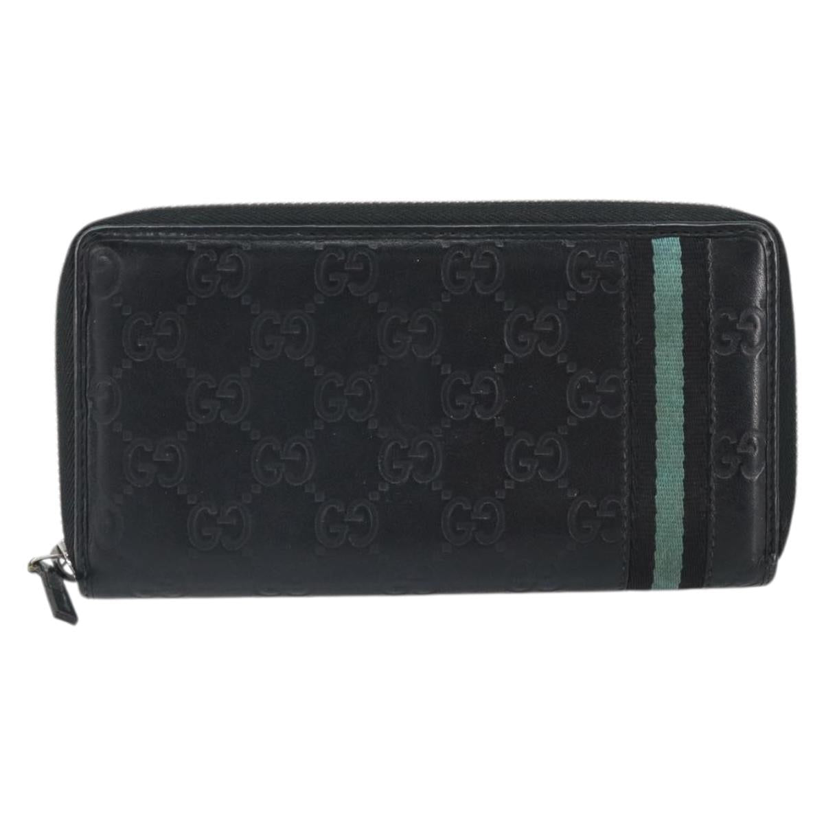 GUCCI GG Canvas Guccissima Long Wallet Black Auth 169954