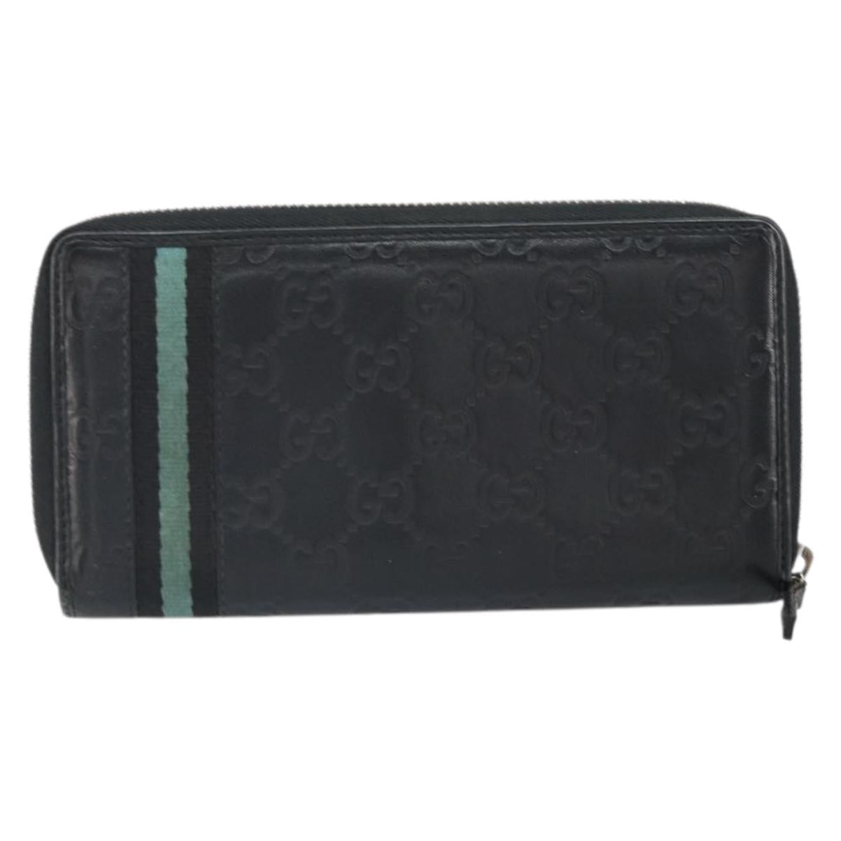 GUCCI GG Canvas Guccissima Long Wallet Black Auth 169954