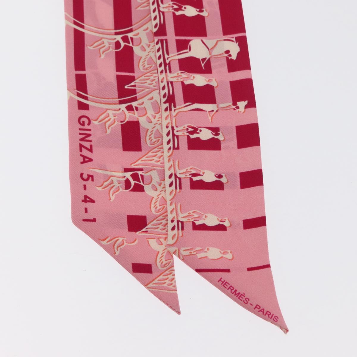 HERMES Twilly Scarf ""FAUBOURG SECONDE"" Silk Red Auth 169956