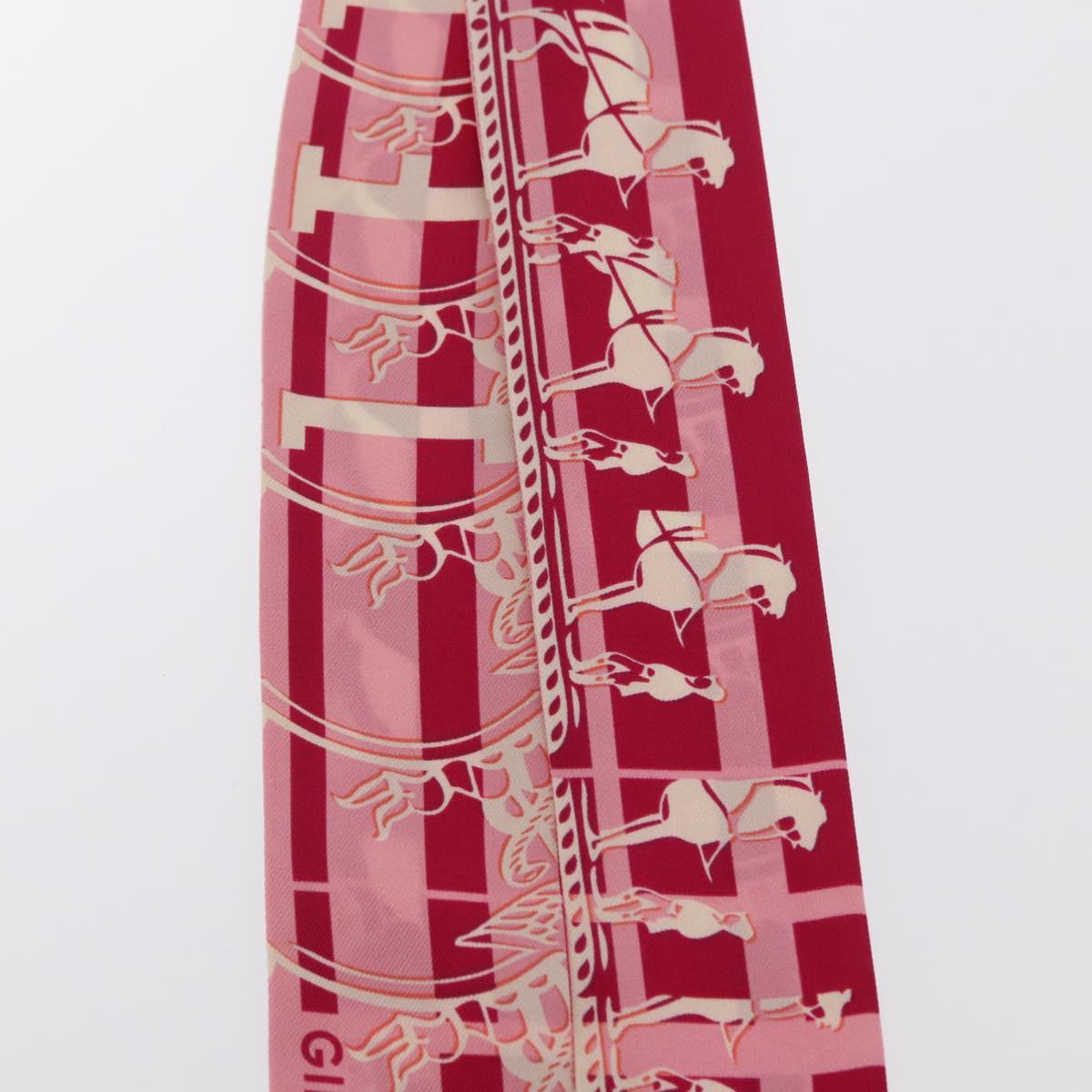 HERMES Twilly Scarf ""FAUBOURG SECONDE"" Silk Red Auth 169956