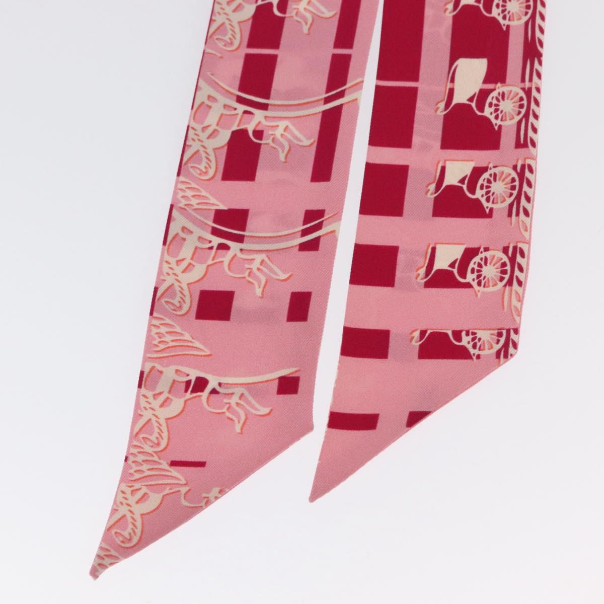 HERMES Twilly Scarf ""FAUBOURG SECONDE"" Silk Red Auth 169956