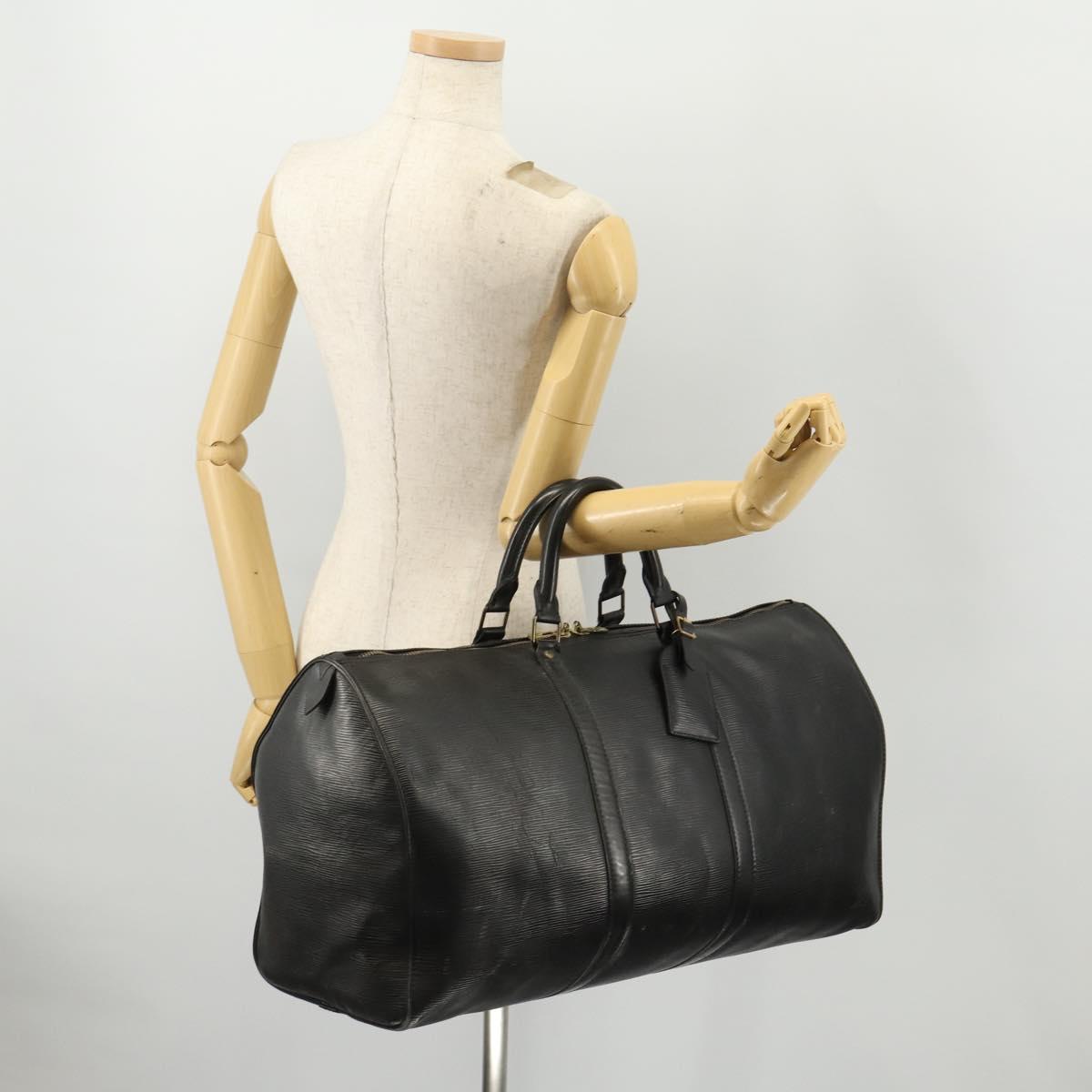 LOUIS VUITTON Epi Keepall 50 Boston Bag Black M42962 LV Auth 169987