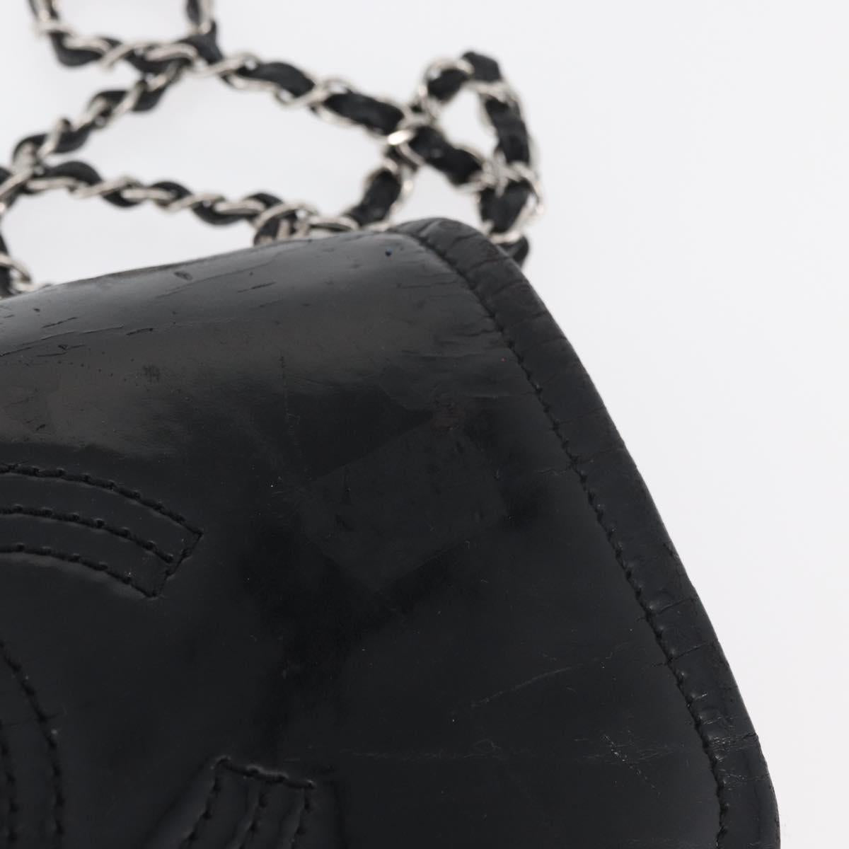 CHANEL COCO Mark Chain Shoulder Bag Patent leather Black Silver CC Auth 170006
