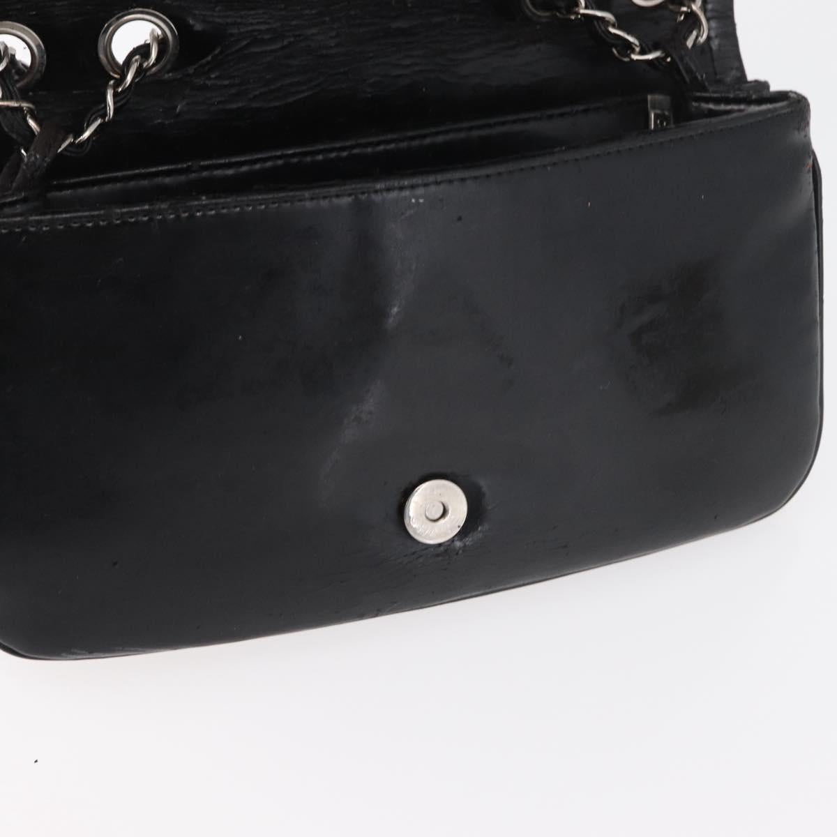 CHANEL COCO Mark Chain Shoulder Bag Patent leather Black Silver CC Auth 170006