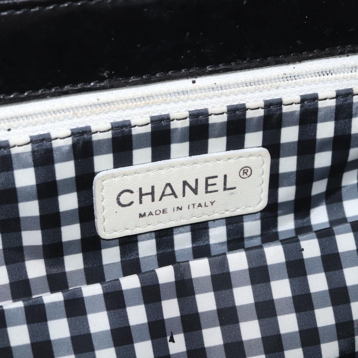 CHANEL COCO Mark Chain Shoulder Bag Patent leather Black Silver CC Auth 170006