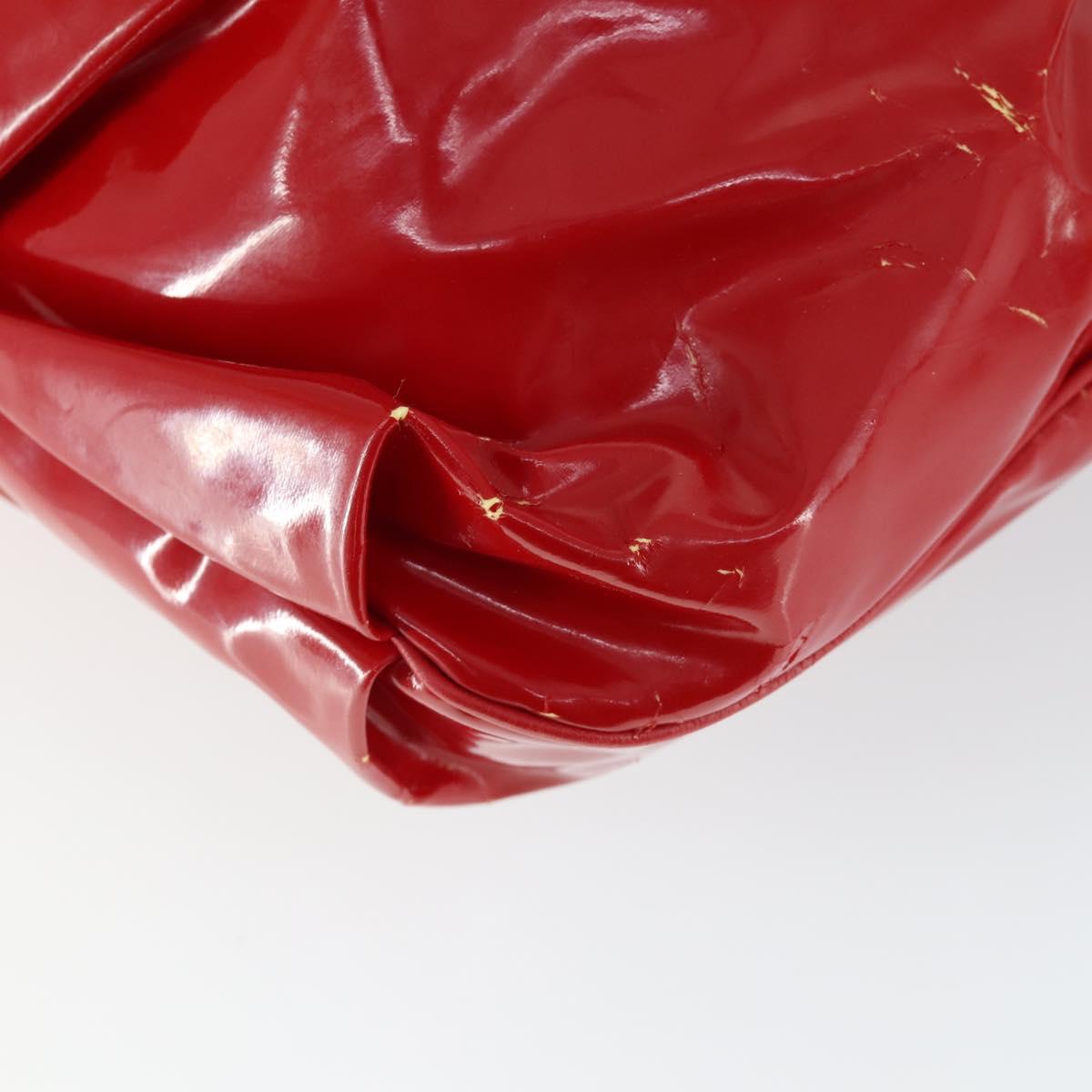 Salvatore Ferragamo Tote Bag Patent leather Red Silver Auth 170007