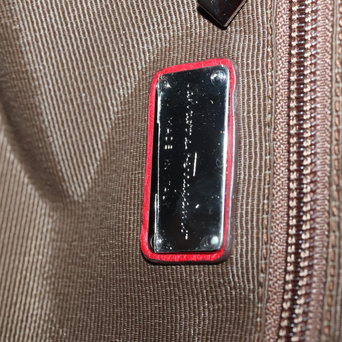 Salvatore Ferragamo Tote Bag Patent leather Red Silver Auth 170007