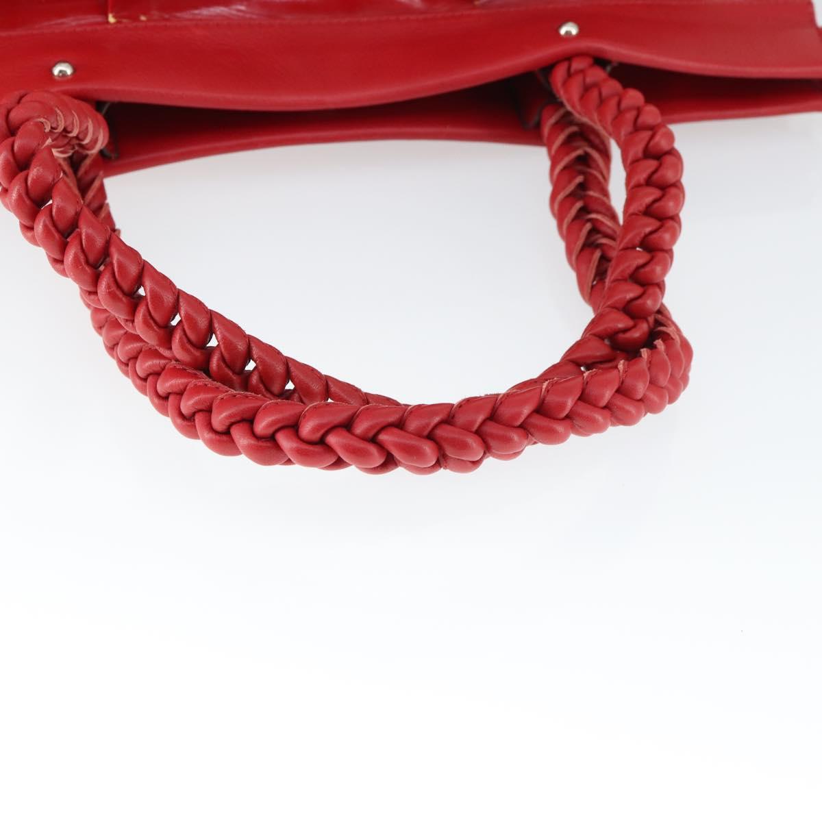 Salvatore Ferragamo Tote Bag Patent leather Red Silver Auth 170007