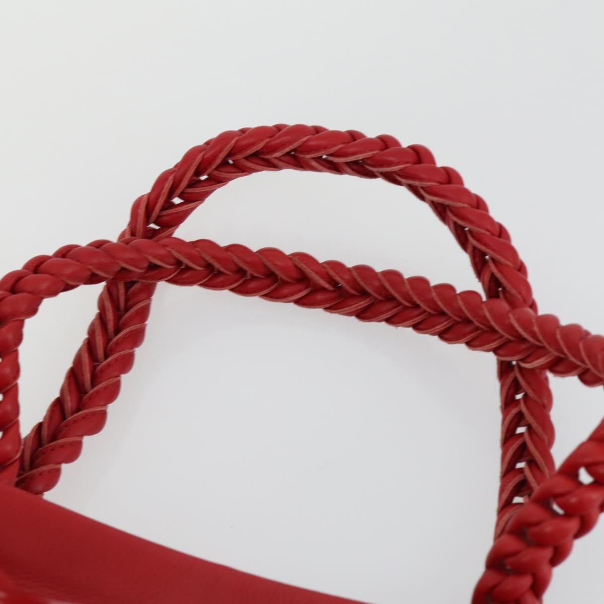 Salvatore Ferragamo Tote Bag Patent leather Red Silver Auth 170007