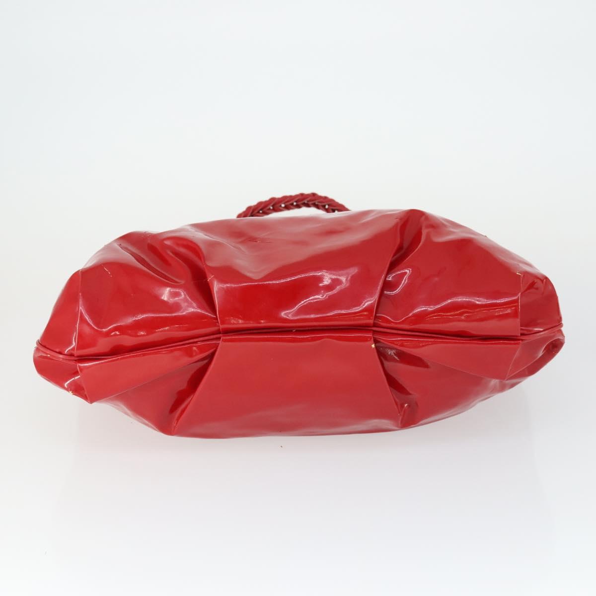 Salvatore Ferragamo Tote Bag Patent leather Red Silver Auth 170007