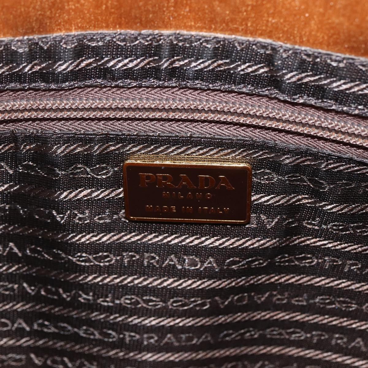 PRADA Chain Hand Bag Satin Gold Auth 170010