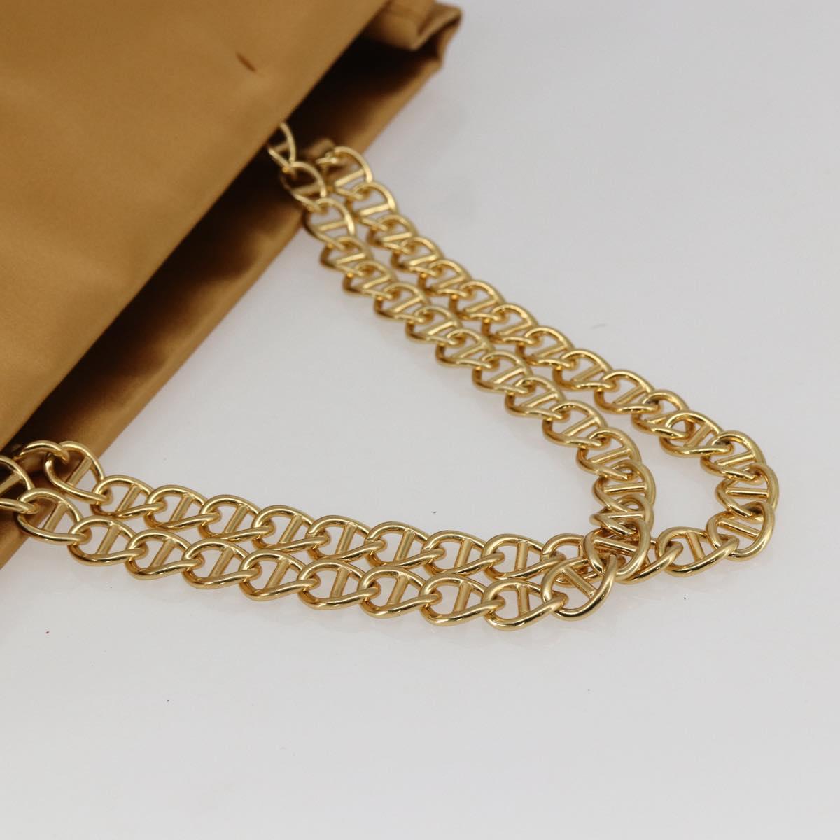 PRADA Chain Hand Bag Satin Gold Auth 170010