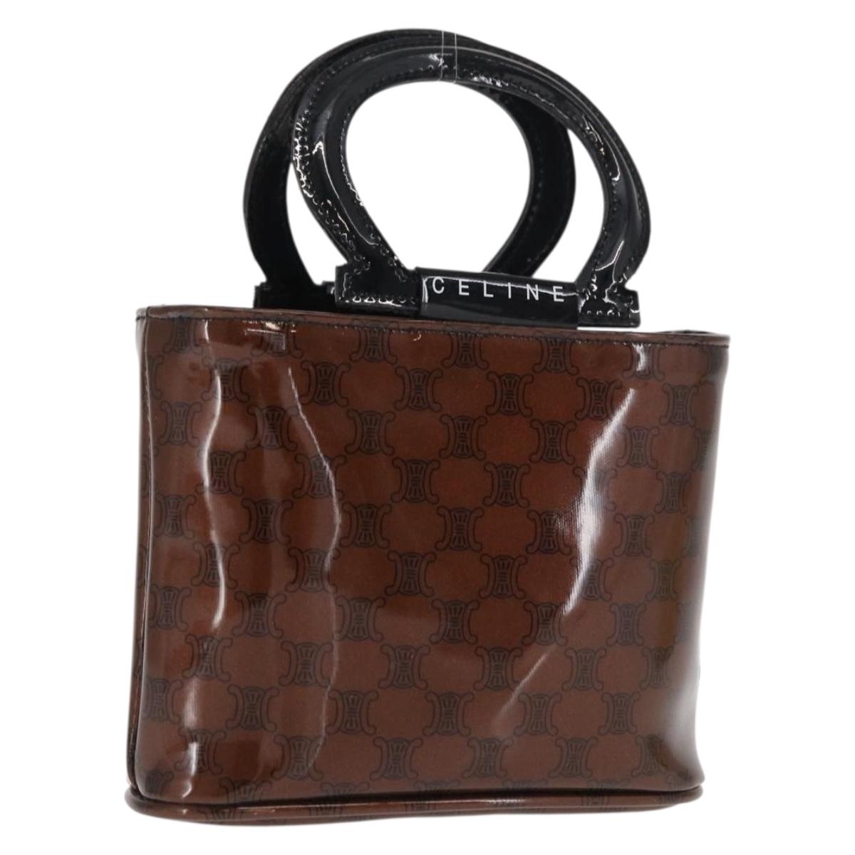 CELINE Macadam Canvas Hand Bag Vinyl Brown Auth 170022