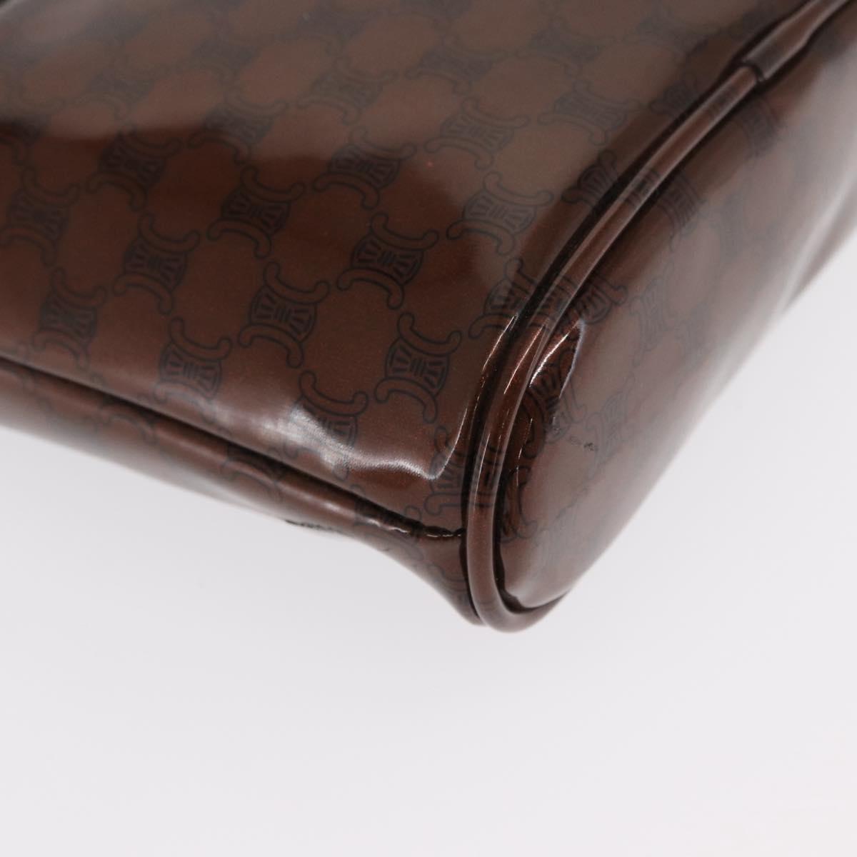 CELINE Macadam Canvas Hand Bag Vinyl Brown Auth 170022