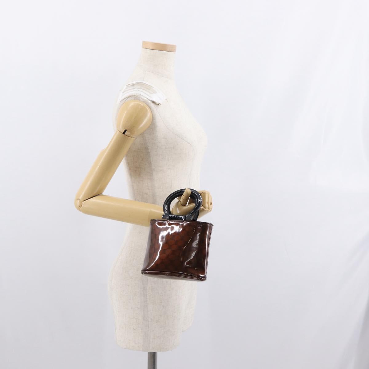 CELINE Macadam Canvas Hand Bag Vinyl Brown Auth 170022