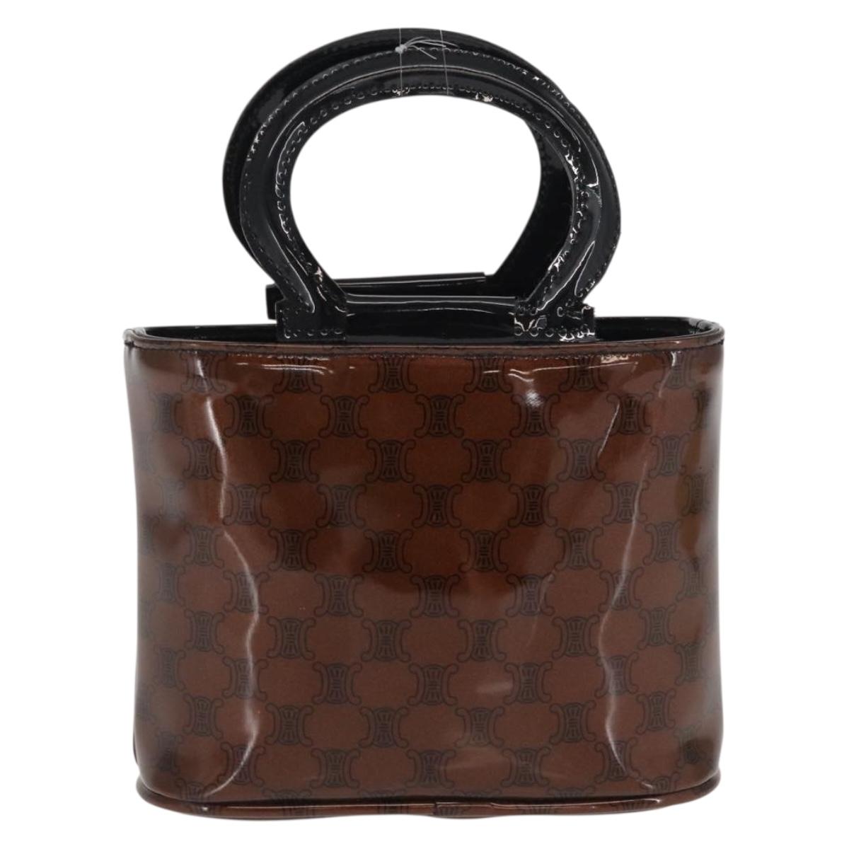 CELINE Macadam Canvas Hand Bag Vinyl Brown Auth 170022