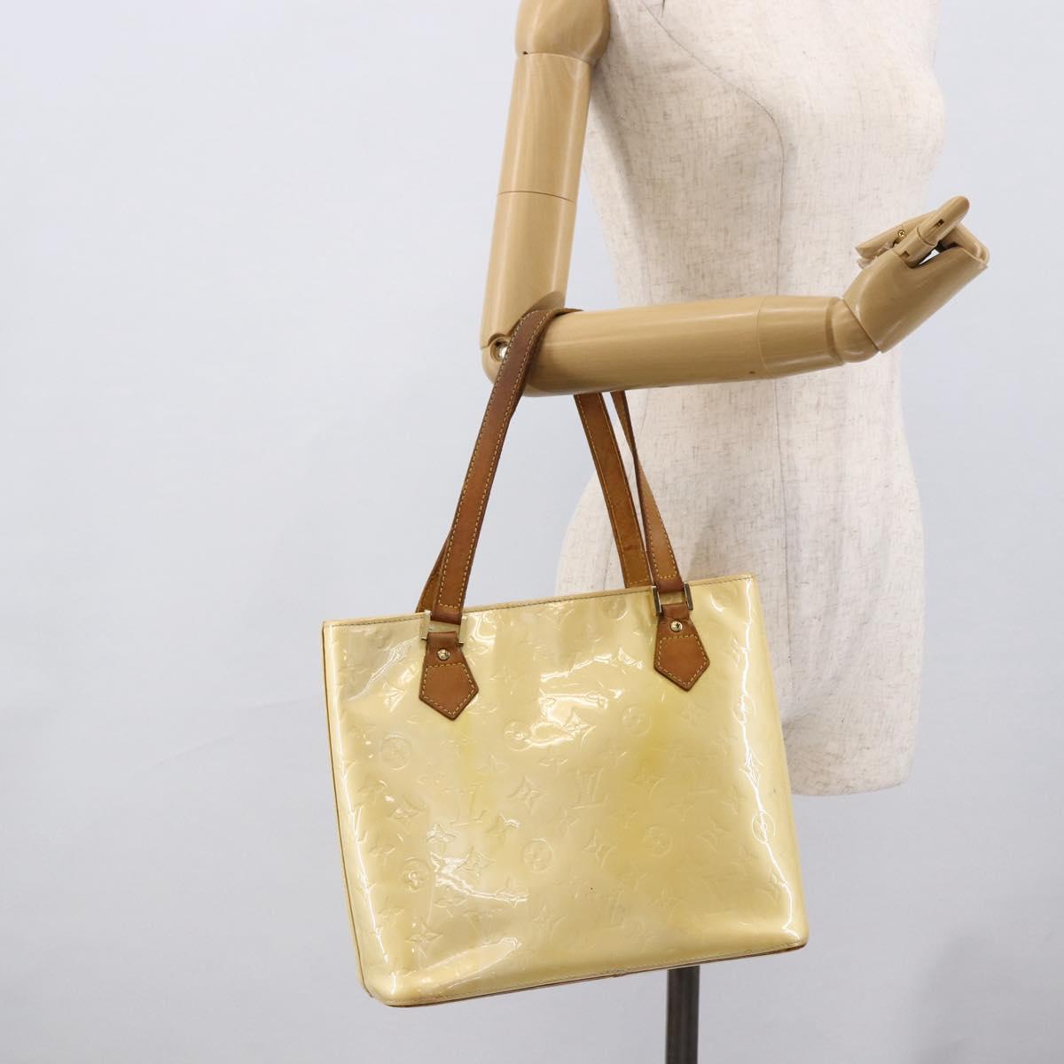 LOUIS VUITTON Monogram Vernis Houston Hand Bag Perle M91342 LV Auth 170050