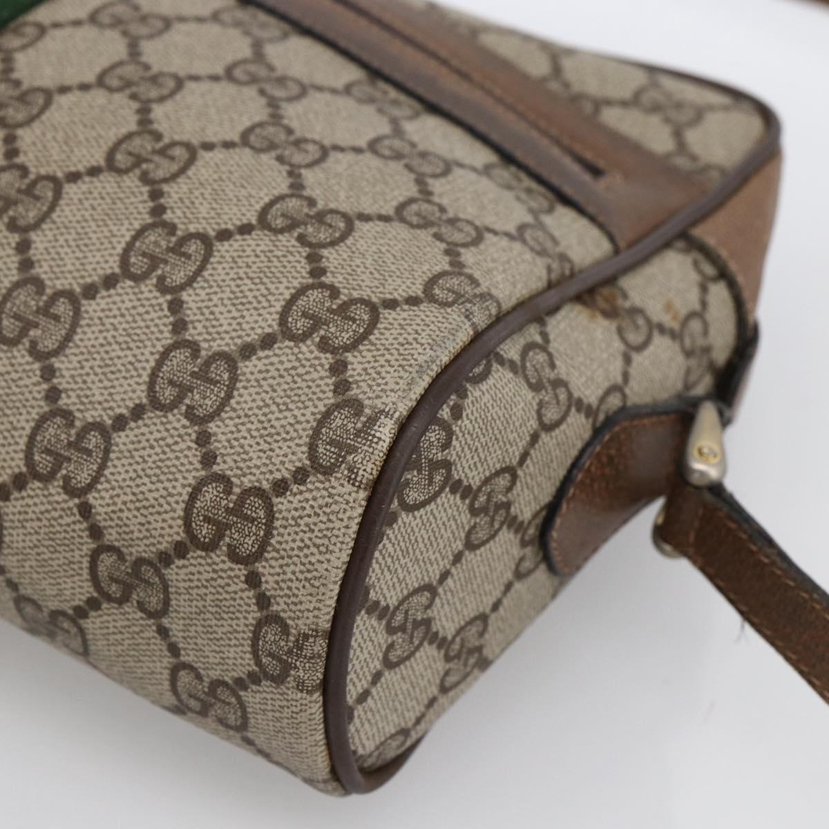 GUCCI GG Supreme Web Sherry Line Bag PVC Beige Gold 72 02 005 Auth 170066
