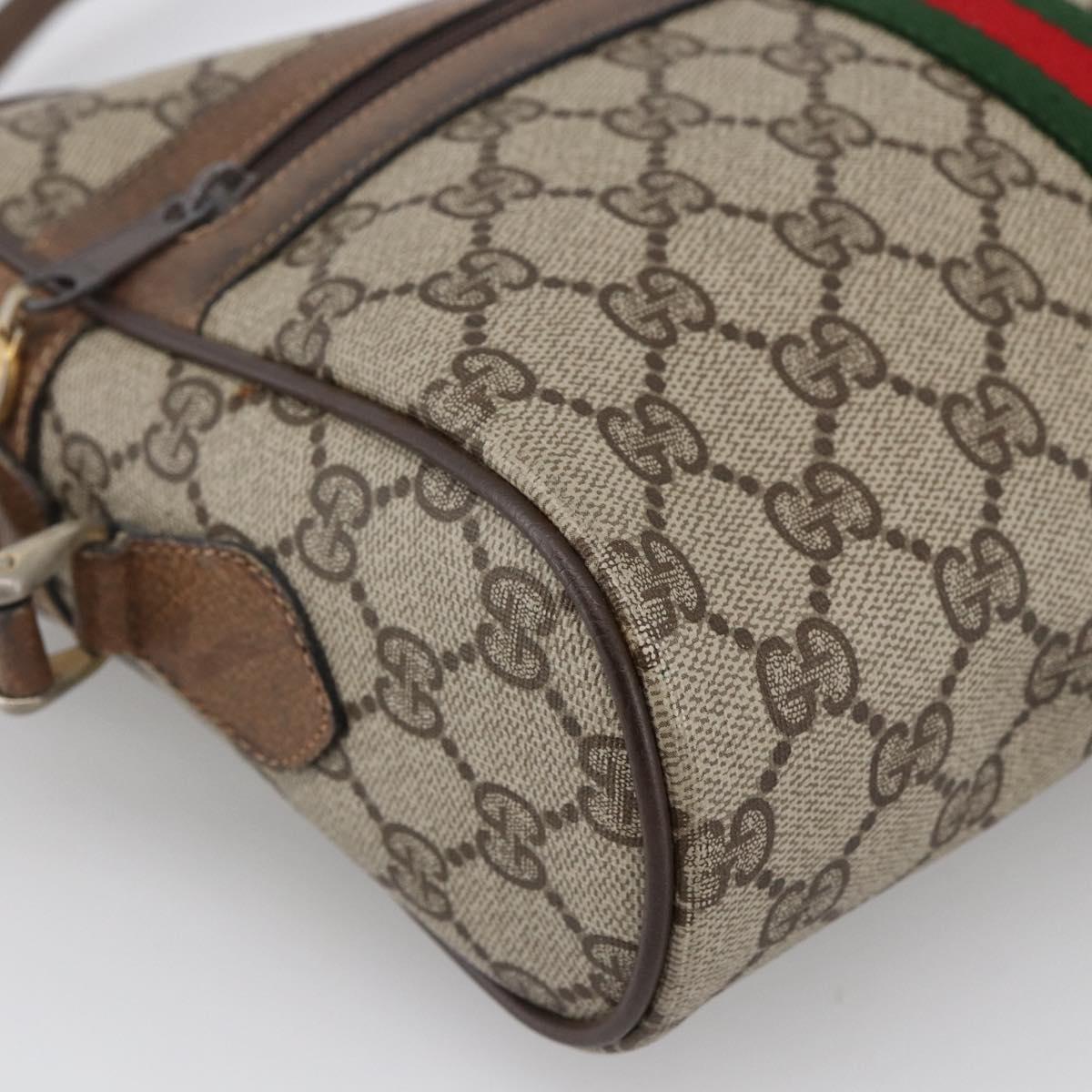 GUCCI GG Supreme Web Sherry Line Bag PVC Beige Gold 72 02 005 Auth 170066