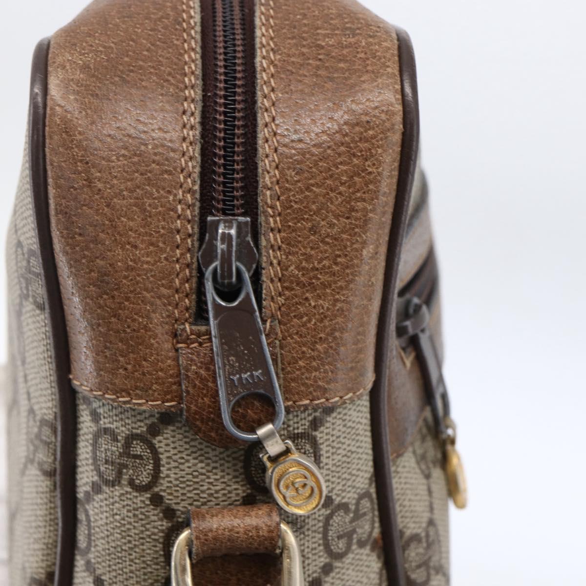 GUCCI GG Supreme Web Sherry Line Bag PVC Beige Gold 72 02 005 Auth 170066