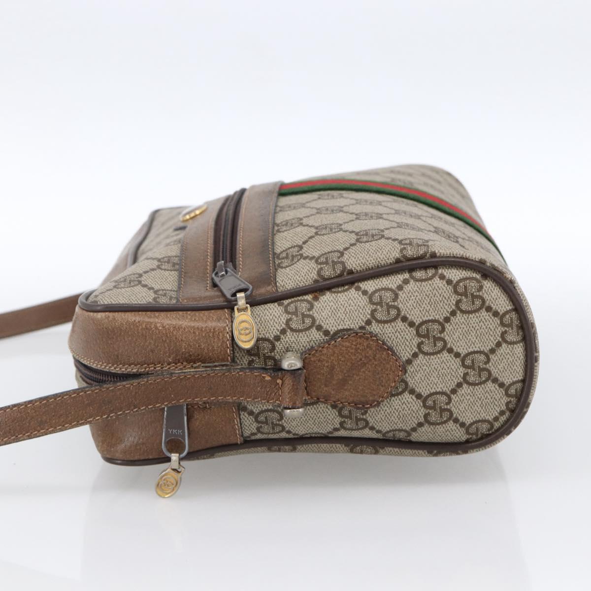 GUCCI GG Supreme Web Sherry Line Bag PVC Beige Gold 72 02 005 Auth 170066