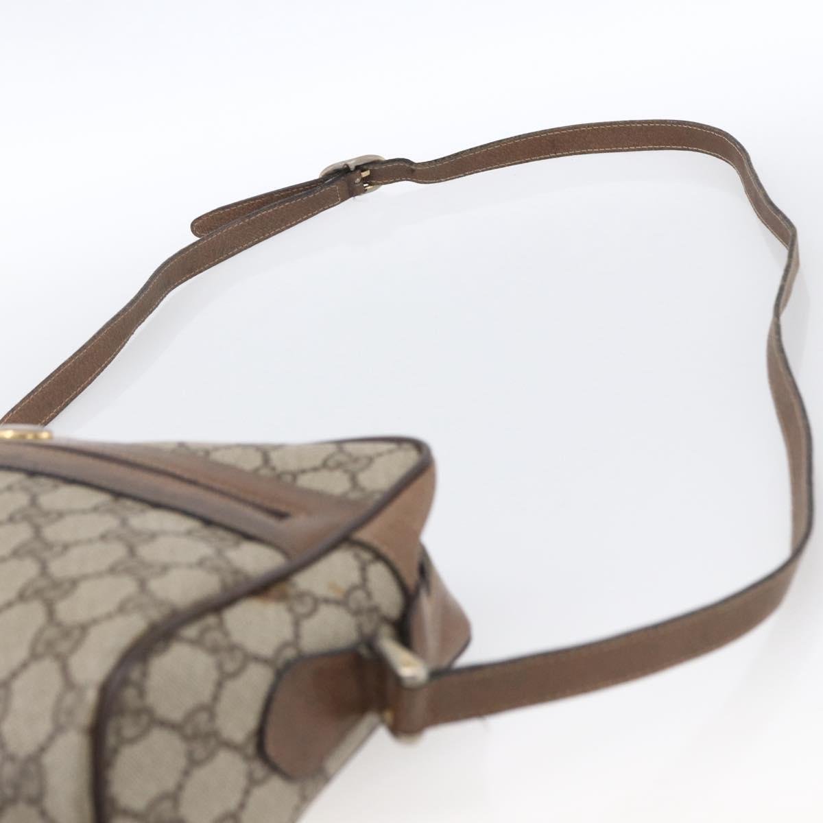 GUCCI GG Supreme Web Sherry Line Bag PVC Beige Gold 72 02 005 Auth 170066