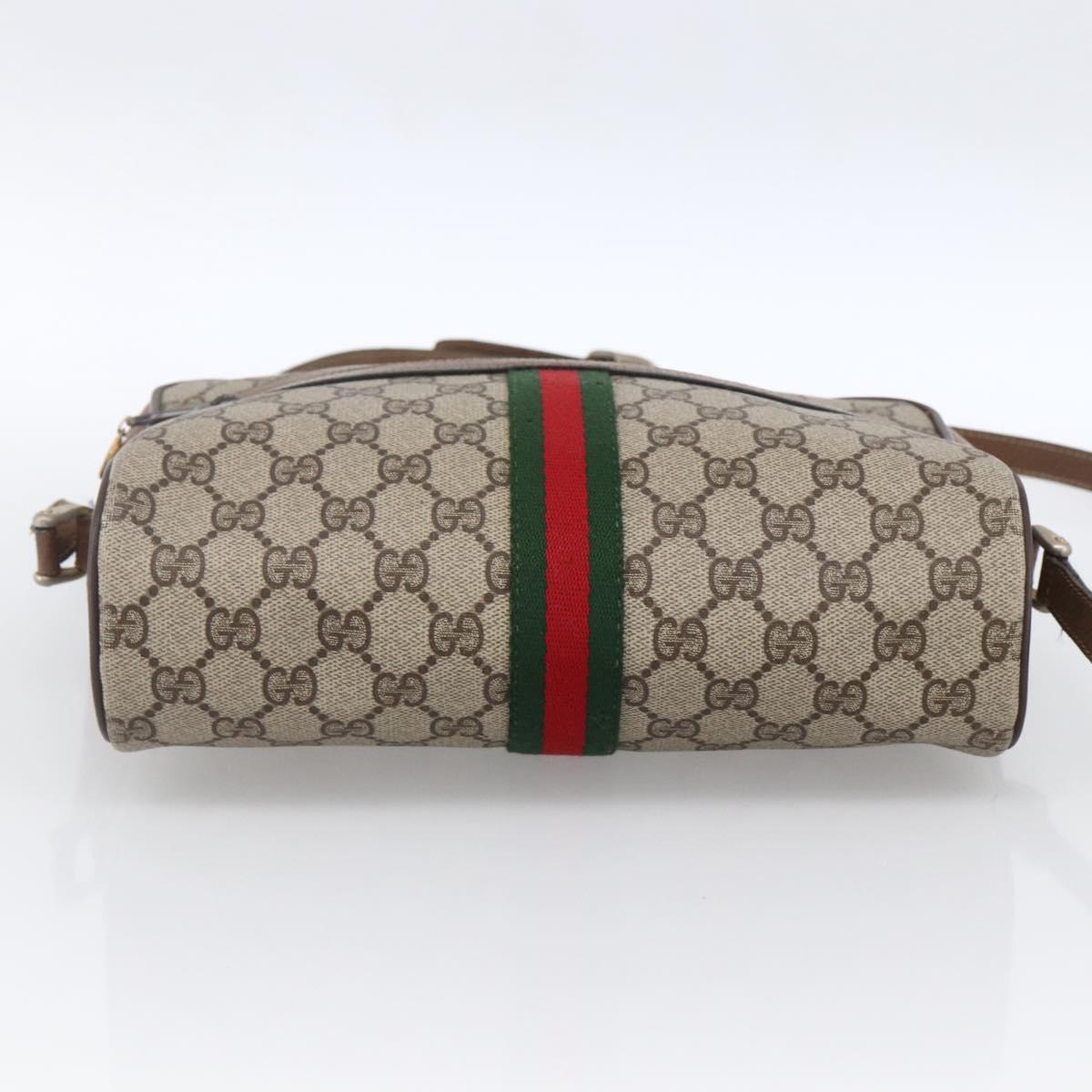 GUCCI GG Supreme Web Sherry Line Bag PVC Beige Gold 72 02 005 Auth 170066