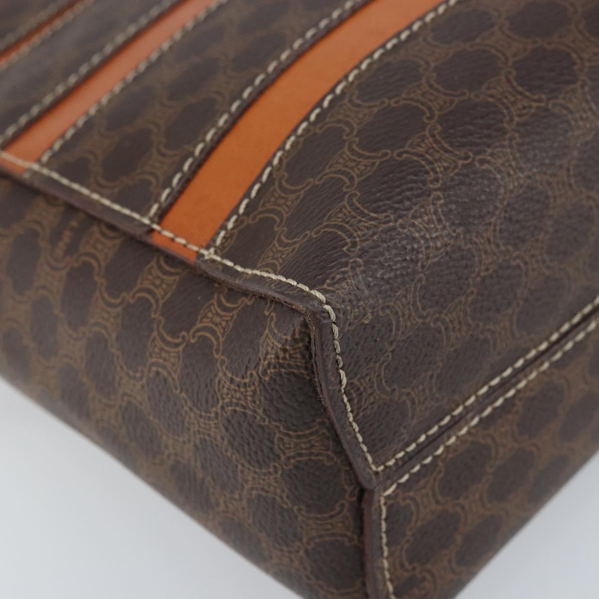 CELINE Macadam Canvas Hand Bag PVC Leather Brown Gold Auth 170069