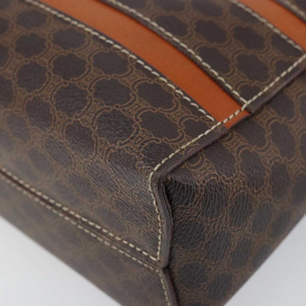 CELINE Macadam Canvas Hand Bag PVC Leather Brown Gold Auth 170069
