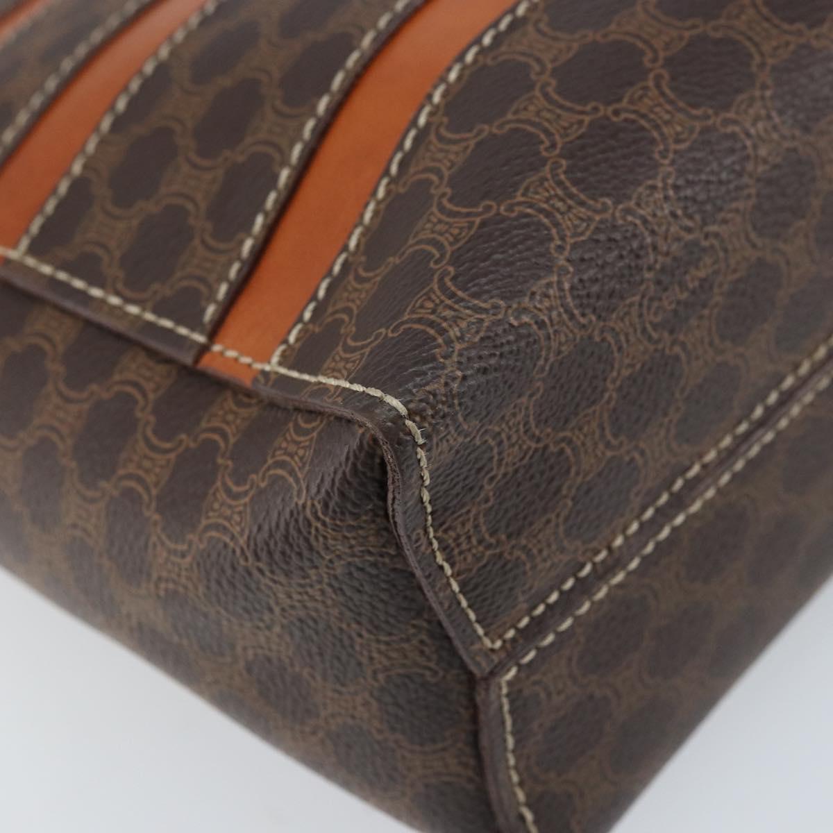 CELINE Macadam Canvas Hand Bag PVC Leather Brown Gold Auth 170069