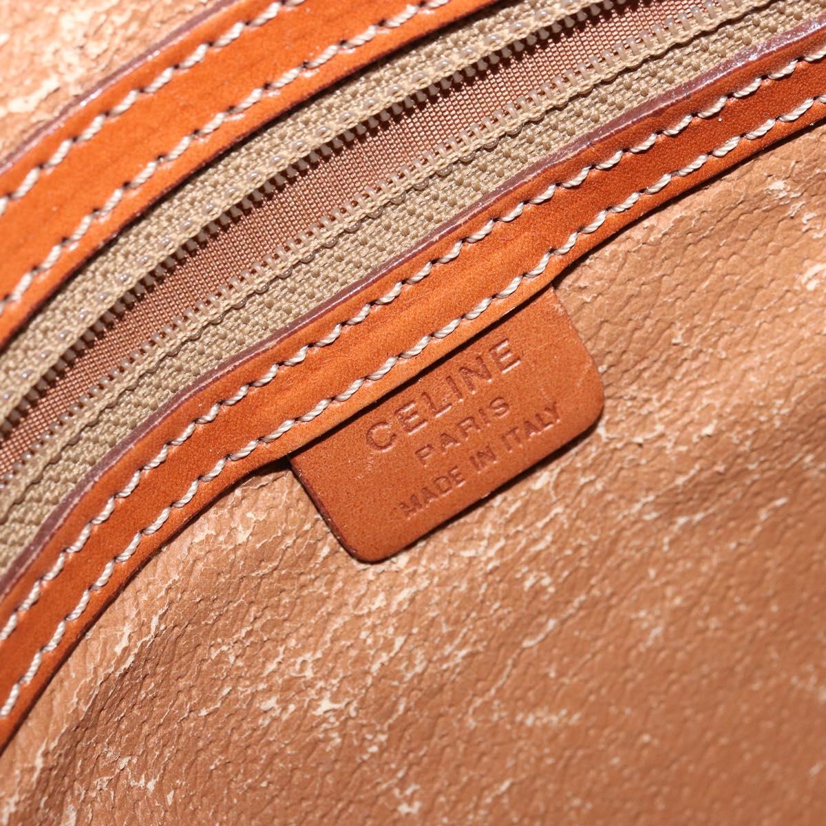CELINE Macadam Canvas Hand Bag PVC Leather Brown Gold Auth 170069