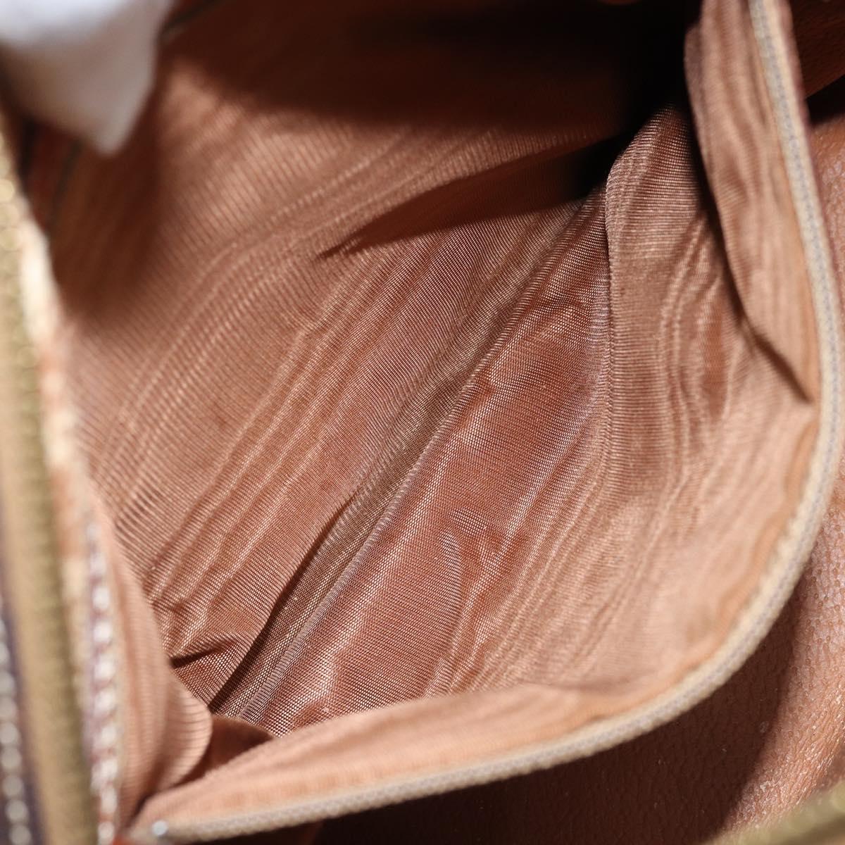 CELINE Macadam Canvas Hand Bag PVC Leather Brown Gold Auth 170069