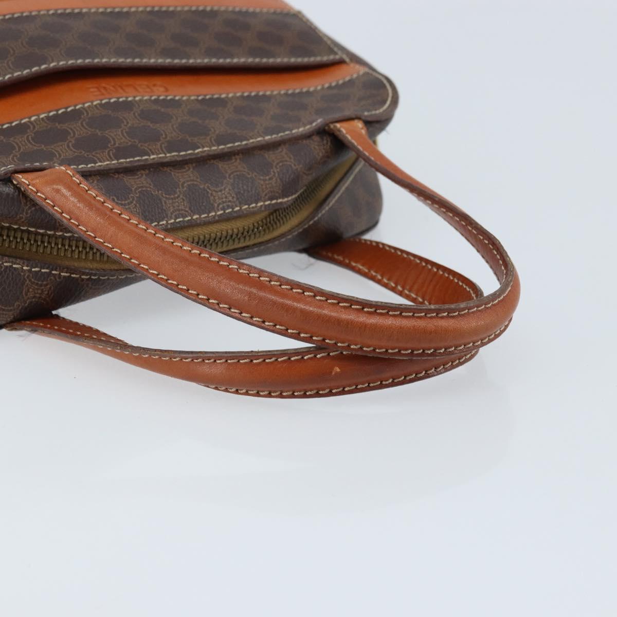 CELINE Macadam Canvas Hand Bag PVC Leather Brown Gold Auth 170069