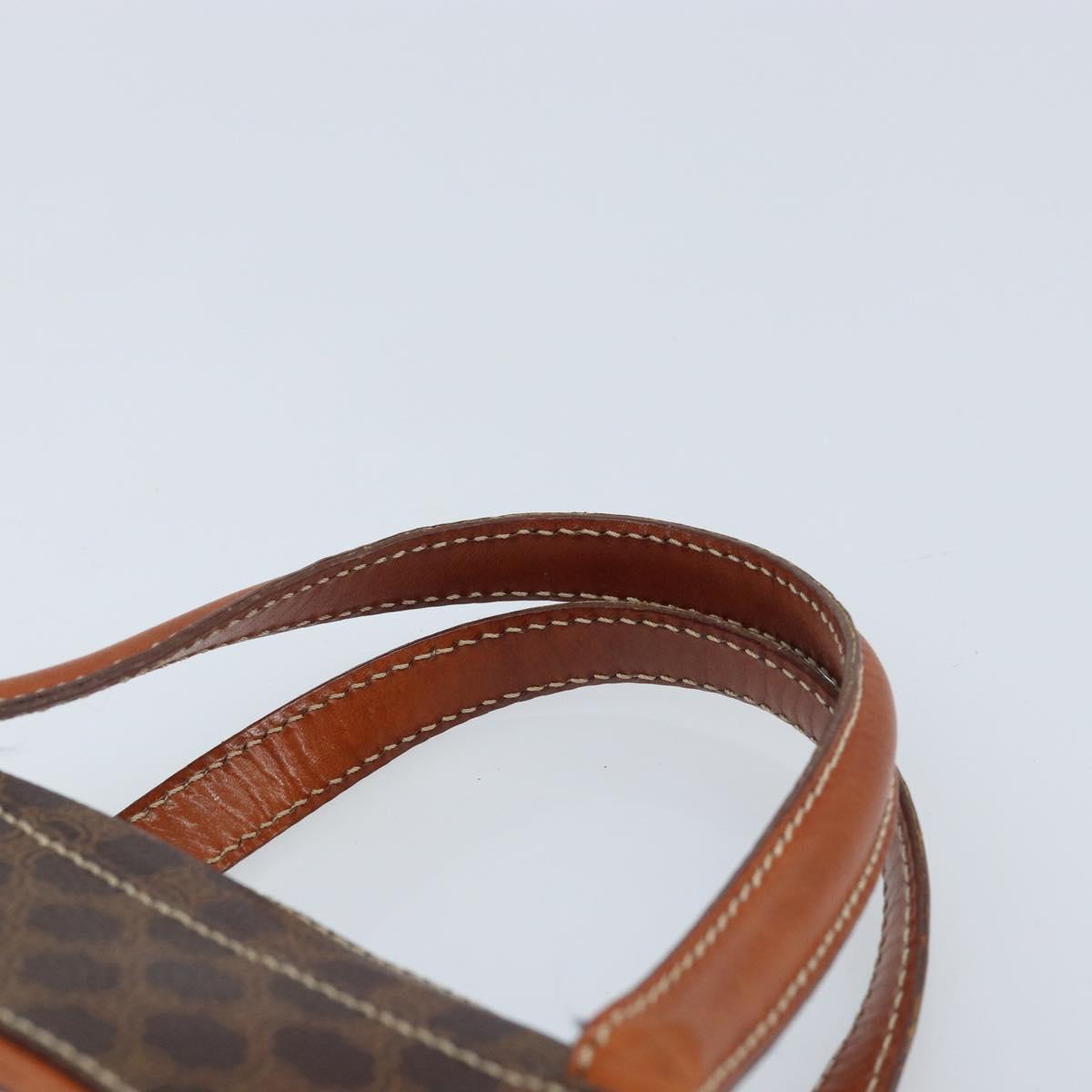 CELINE Macadam Canvas Hand Bag PVC Leather Brown Gold Auth 170069