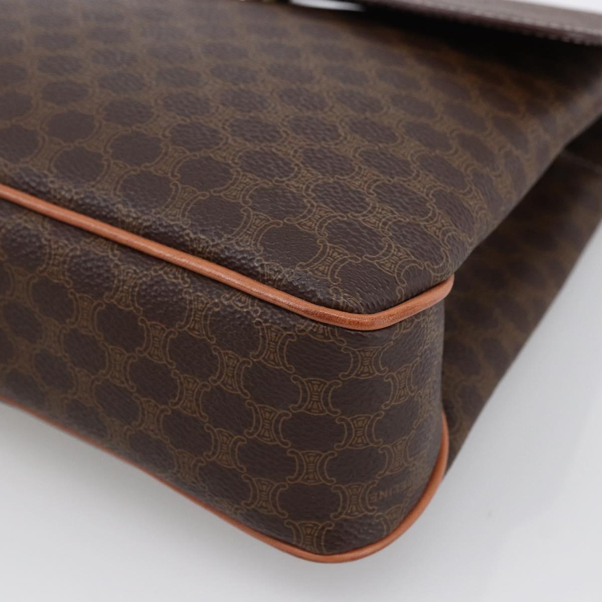 CELINE Macadam Canvas Hand Bag PVC Leather 2way Brown Gold Auth 170070