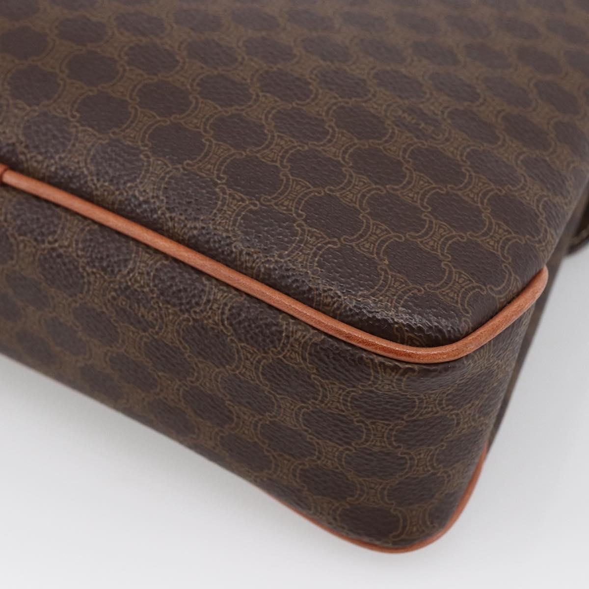 CELINE Macadam Canvas Hand Bag PVC Leather 2way Brown Gold Auth 170070