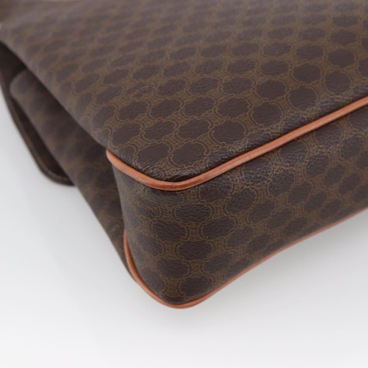 CELINE Macadam Canvas Hand Bag PVC Leather 2way Brown Gold Auth 170070