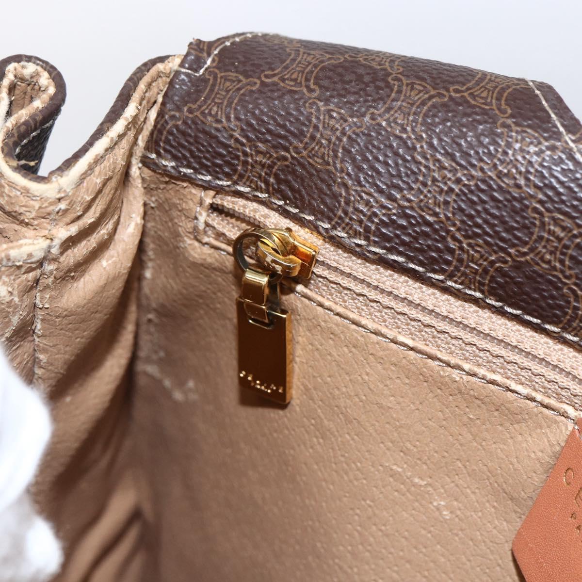 CELINE Macadam Canvas Hand Bag PVC Leather 2way Brown Gold Auth 170070