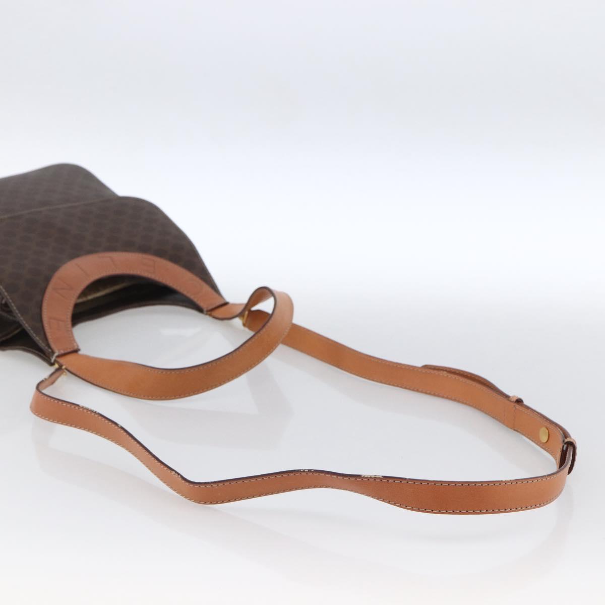 CELINE Macadam Canvas Hand Bag PVC Leather 2way Brown Gold Auth 170070