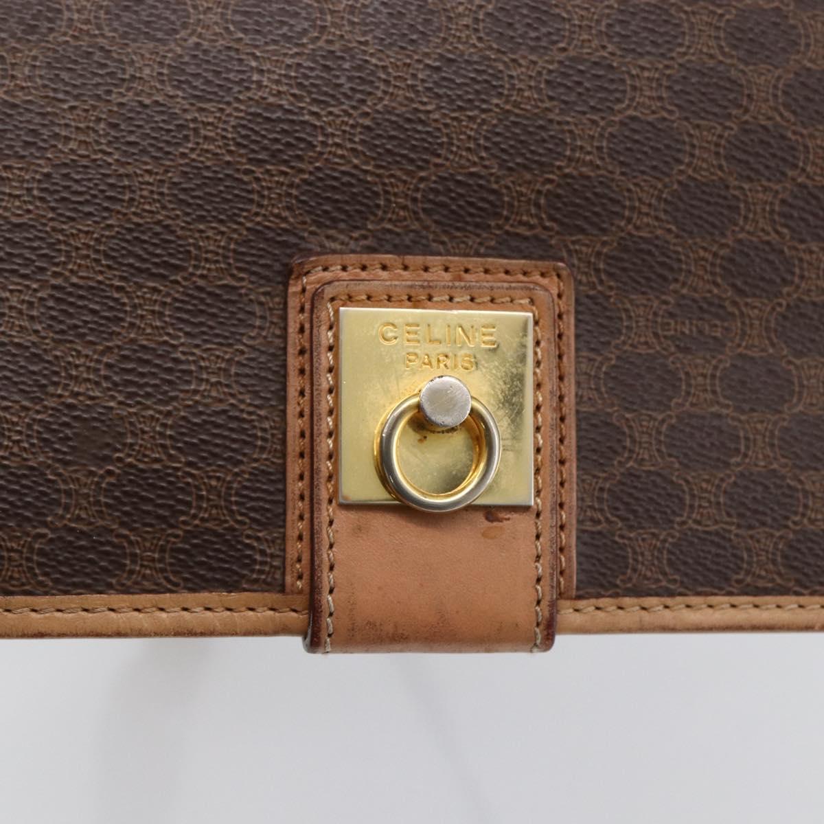 CELINE Macadam Canvas Shoulder Bag PVC Leather Brown Gold Auth 170071