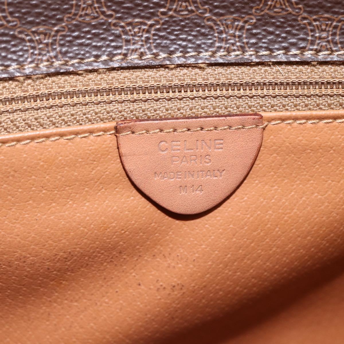 CELINE Macadam Canvas Shoulder Bag PVC Leather Brown Gold Auth 170071