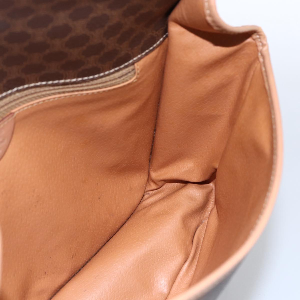 CELINE Macadam Canvas Shoulder Bag PVC Leather Brown Gold Auth 170071