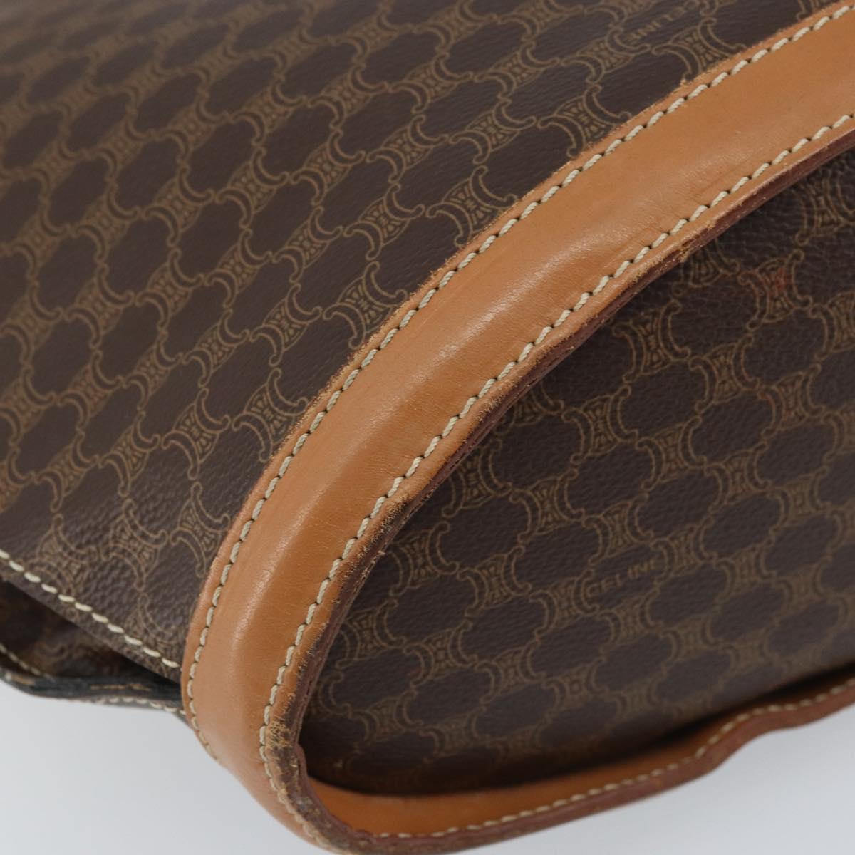 CELINE Macadam Canvas Tote Bag PVC Leather Brown Gold Auth 170072
