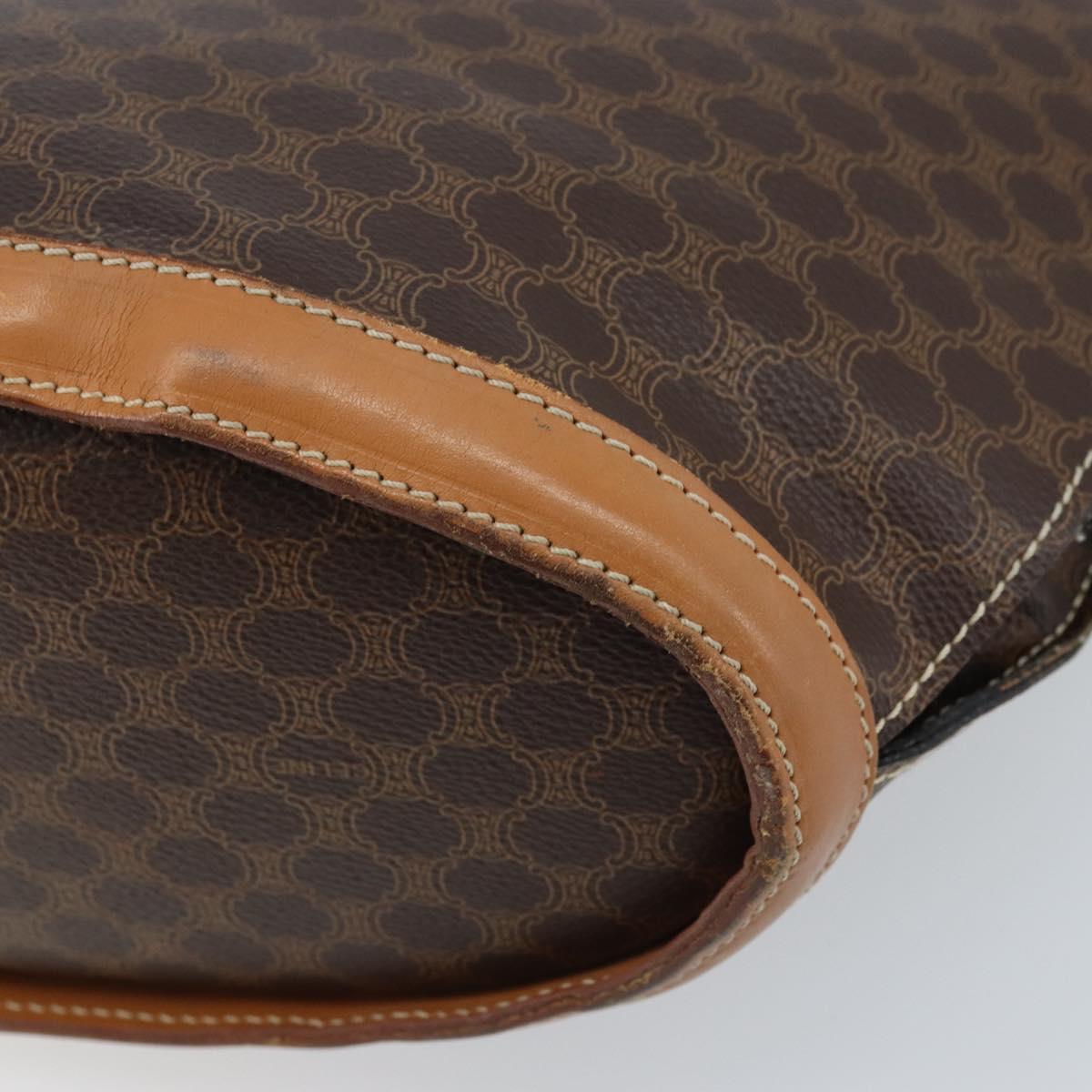 CELINE Macadam Canvas Tote Bag PVC Leather Brown Gold Auth 170072