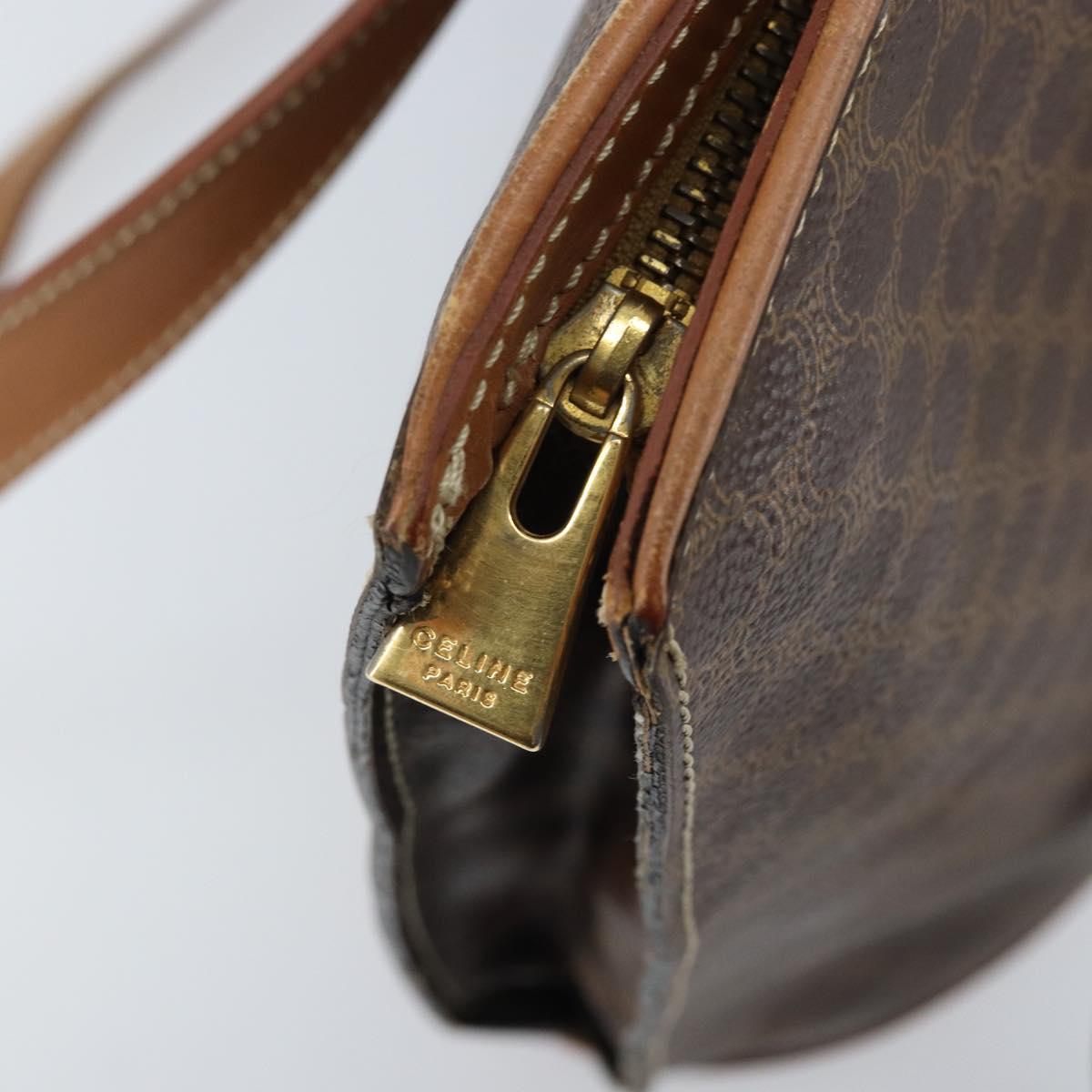CELINE Macadam Canvas Tote Bag PVC Leather Brown Gold Auth 170072