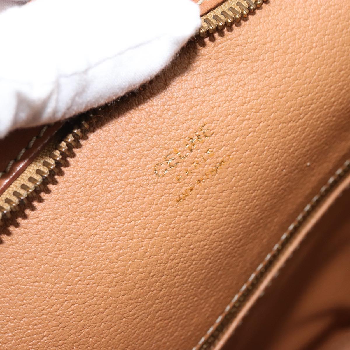 CELINE Macadam Canvas Tote Bag PVC Leather Brown Gold Auth 170072