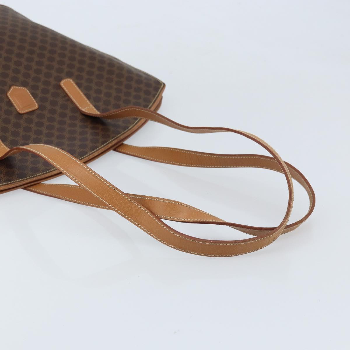 CELINE Macadam Canvas Tote Bag PVC Leather Brown Gold Auth 170072