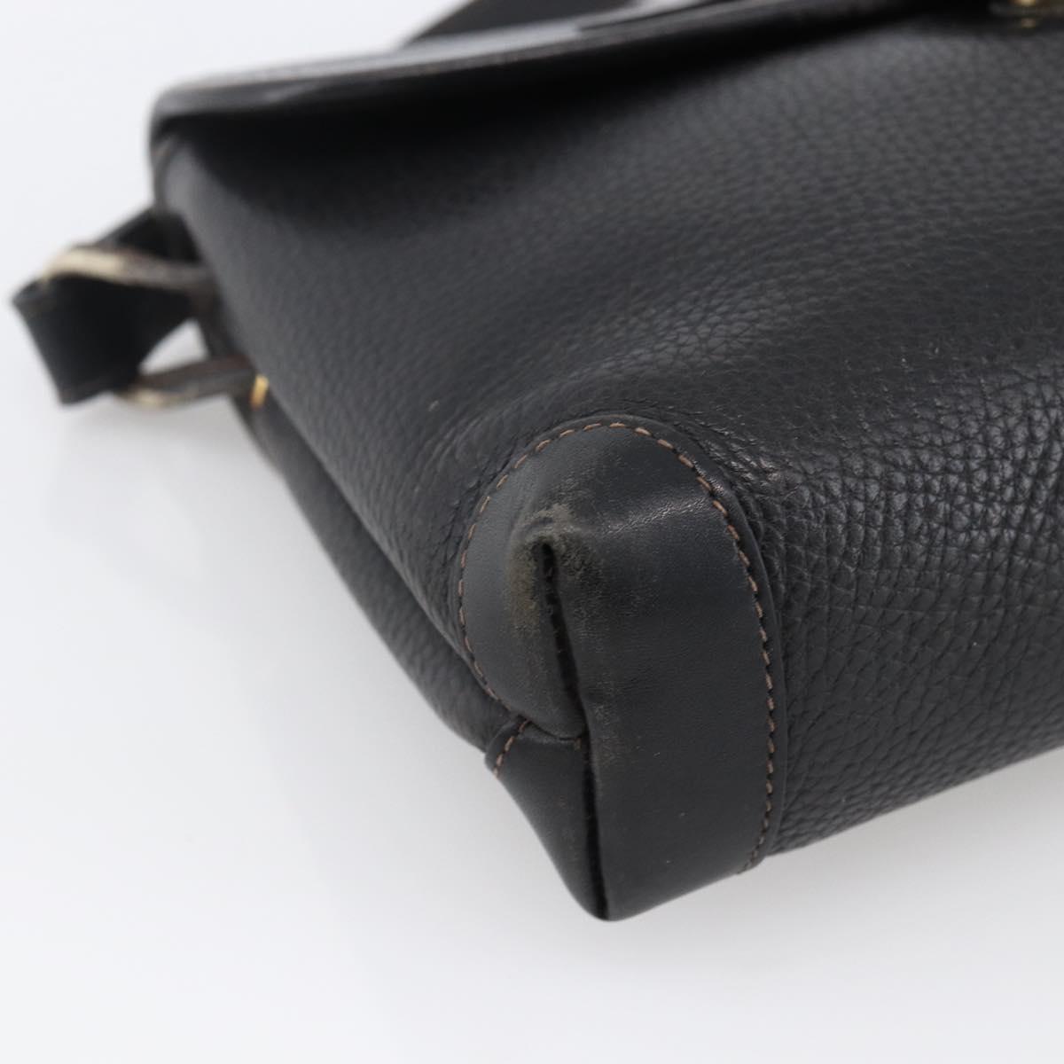 GUCCI Horsebit Shoulder Bag Leather Black Gold Auth 170075