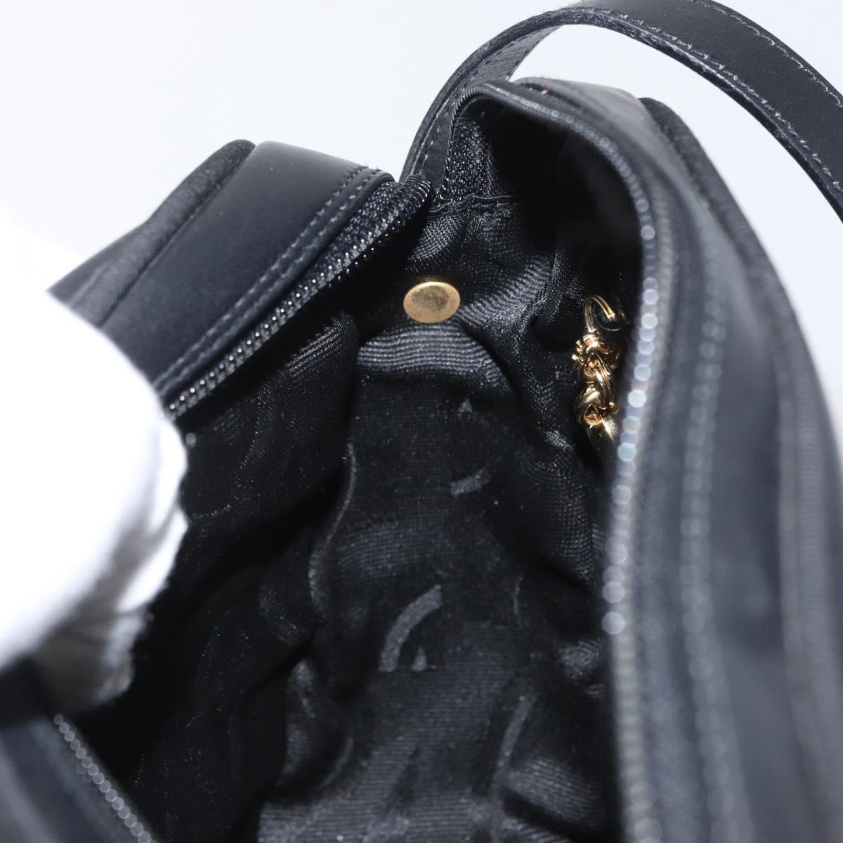 Salvatore Ferragamo Vala Shoulder Bag Leather Black Gold Auth 170076