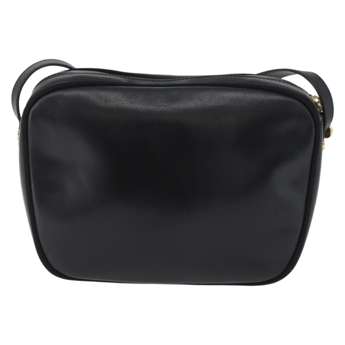 Salvatore Ferragamo Vala Shoulder Bag Leather Black Gold Auth 170076